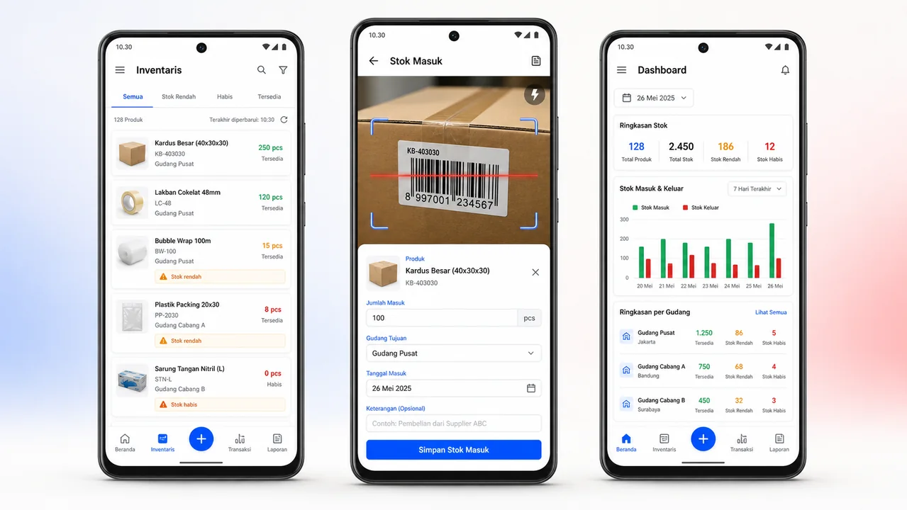 Visual aplikasi stok dan inventaris untuk Android