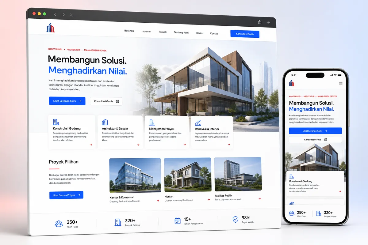 Contoh tampilan website perusahaan responsif